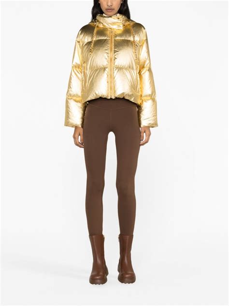 michael kors metallic puffer jacket silver|Michael Kors puffer jacket sale.